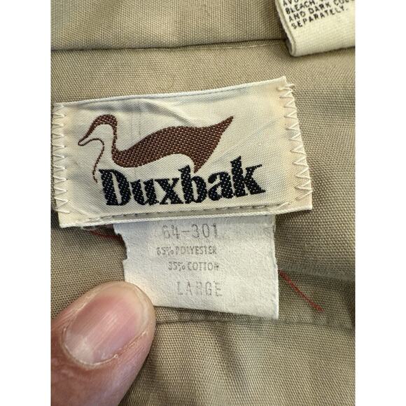 Vintage Duxbak Mens Tan Long Sleeve Fishing Embroidered Fly Fishing Shirt Size L - Picture 6 of 9